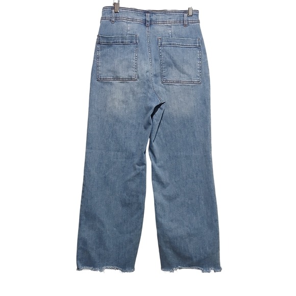 OAT New York Women Wide Leg Cropped Jeans Frayed Hem Blue Size 6 28 - Picture 2 of 8